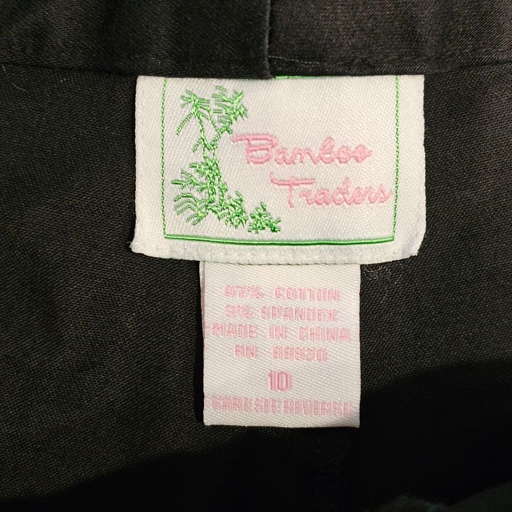 BAMBOO TRADERS Black Shorts for Work Palm Tree Embroidered Flat Front Cute Kitch - Picture 5 of 9